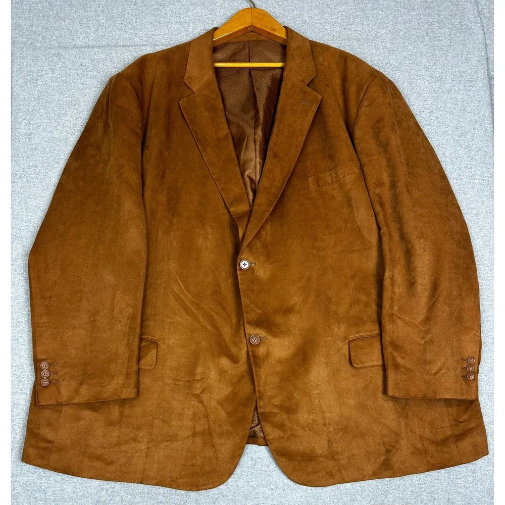 KS Signature Blazer Mens 62 Big Camel Brown Faux Suede Sport Coat 63-0754-0